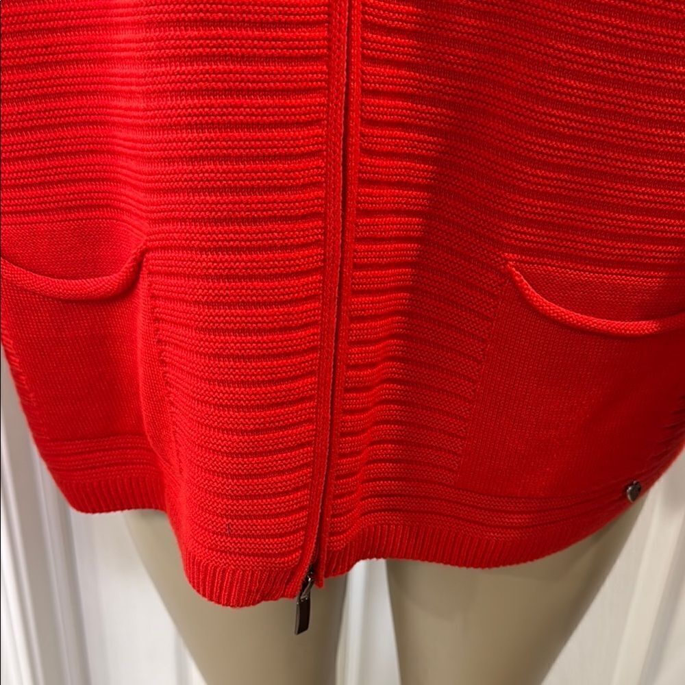 Rabe Ribbed  Red Zip-Up Cardigan. - Picture 4 of 12